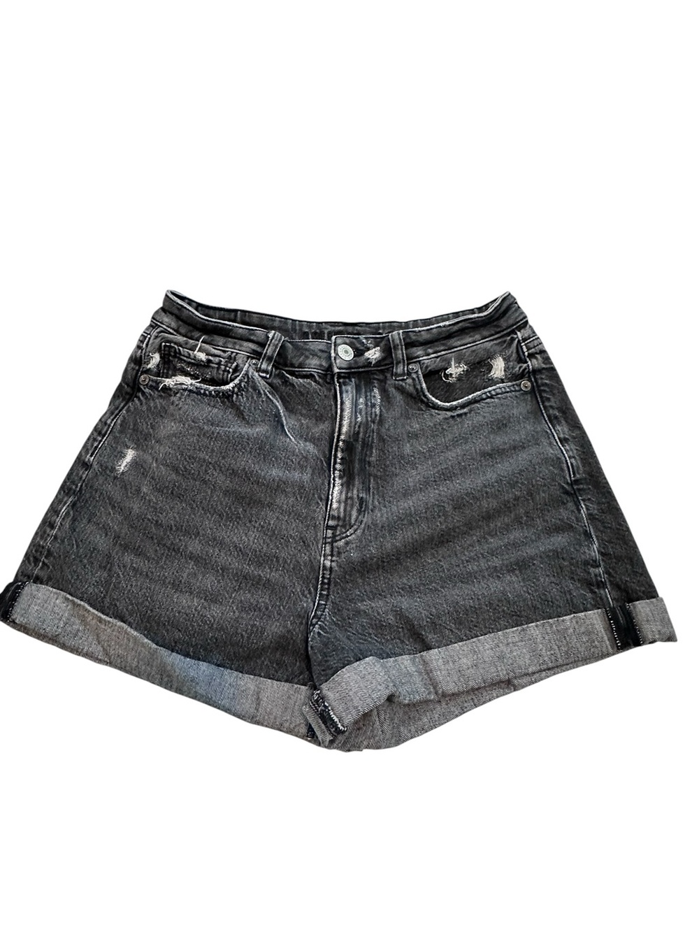American Eagle Outfitter Black Stretch Jean Shorts cuffed sz 8